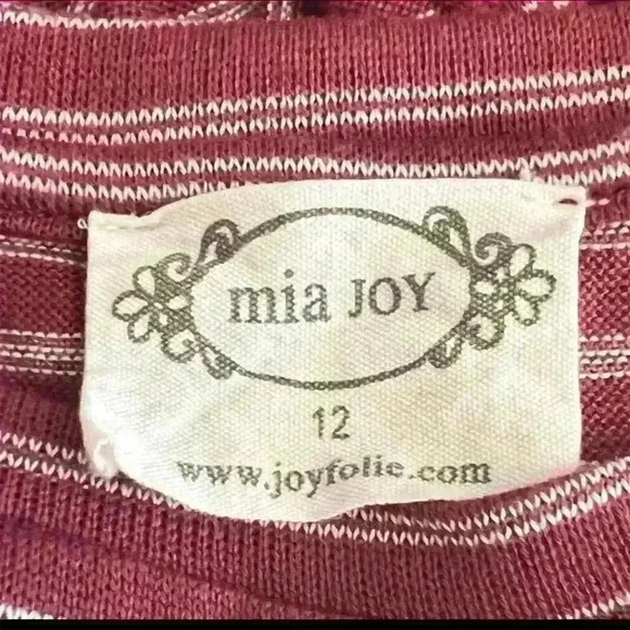 Mia Joy Maroon Striped Hi-Low Peplum Tunic Size 12 Short Sleeve - Picture 5 of 5